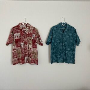 Lot 2 Go Barefoot A Hawaiian Tradition Button Shirts Made In USA Large